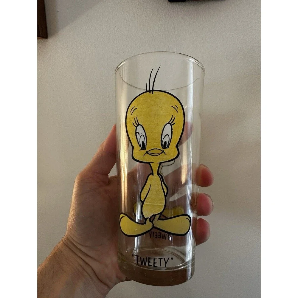 Tweety Bird 6.5” Drink Glass Pepsi Collector Series Vintage 1973 Looney Tunes